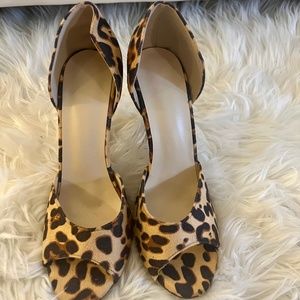 Animal Print peep toe heels.